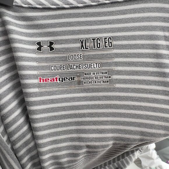 Under Armour XL Loose HeatGear Striped Polo Shirt Mens Performance Golf Wear - Picture 6 of 6